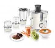 Máy xay đa năng Philips (350W, Trắng Bạc, 3 cối nhựa + lưới lọc (Xay sinh tố, Ép trái cây, Xay khô), 2 tốc độ, tự ngắt)